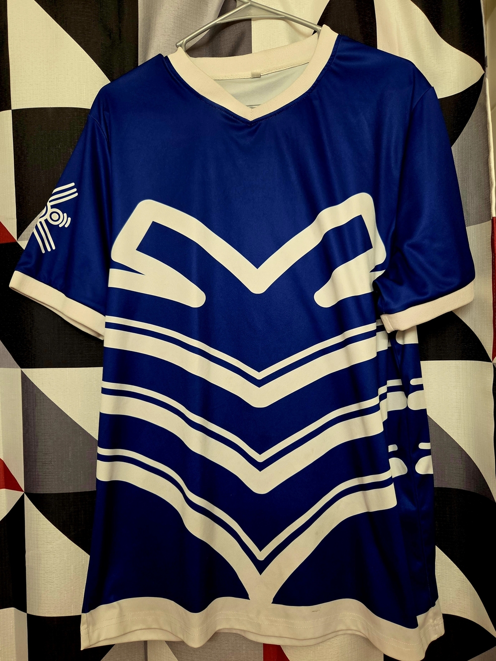 Source Unknown Blue and White Men's Athletic Jersey
